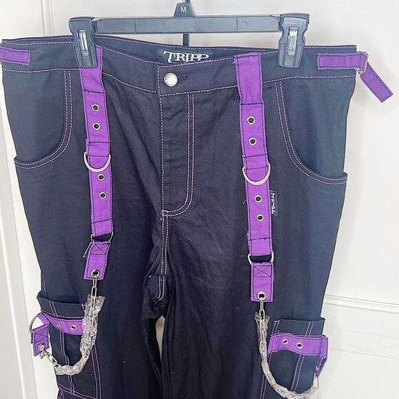Tripp Black & Purple Street Pants Black/Purple Plus Size 17/38” Nwot - Picture 3 of 10